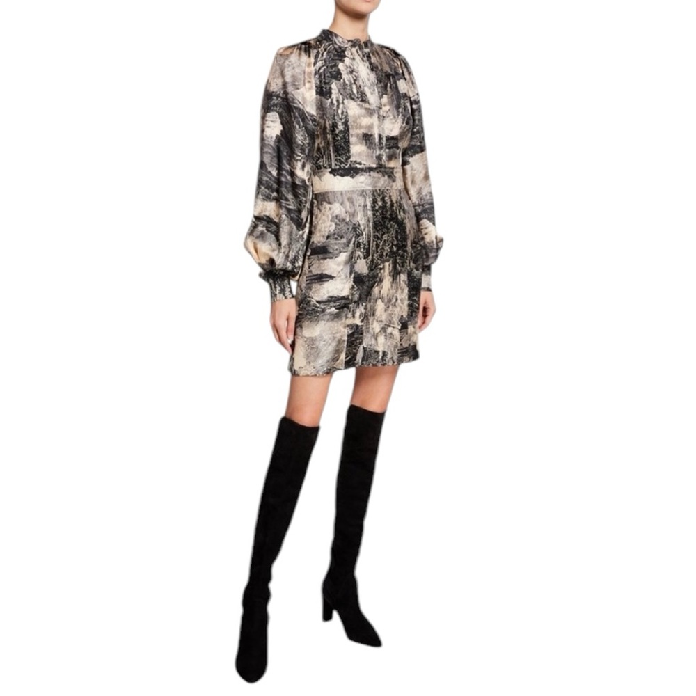 Burberry Sz 4 Pascala Dreamscape Print Silk Shirtdress
